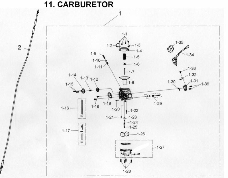 Delebilde CARBURETOR E-Ton Yukon 150 ST Alle 2004