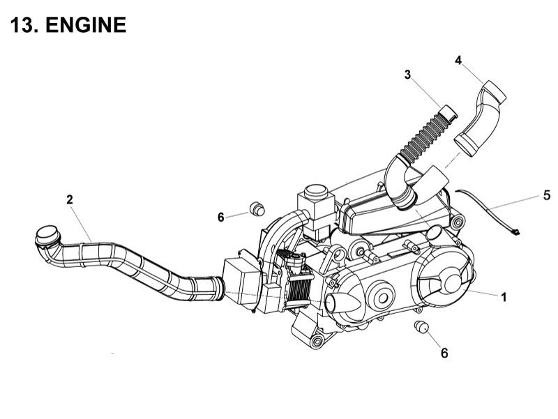 Delebilde ENGINE ATV E-Ton Yukon 150 ST Alle 2004