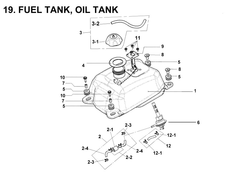 Delebilde FUEL TANK, OIL TANK ASSY E-Ton Yukon 150 ST Alle 2004
