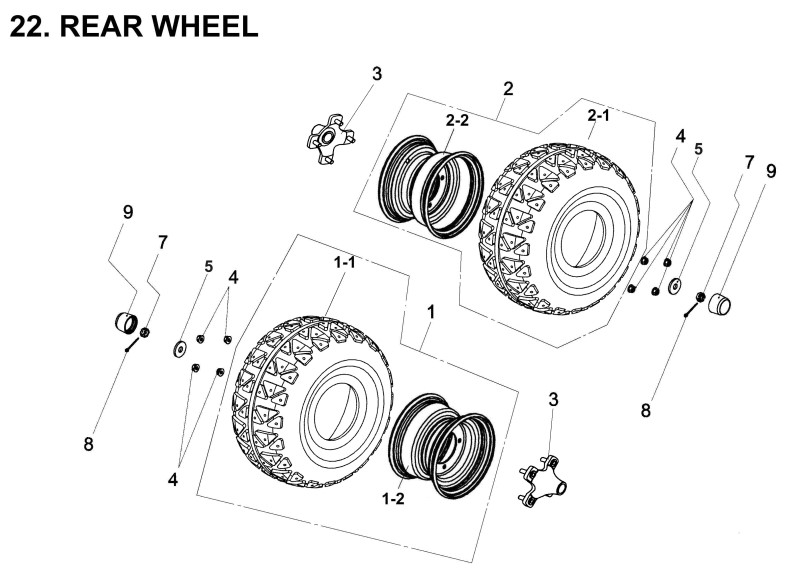 Delebilde REAR WHEEL   E-Ton Yukon 150 ST Alle 2004