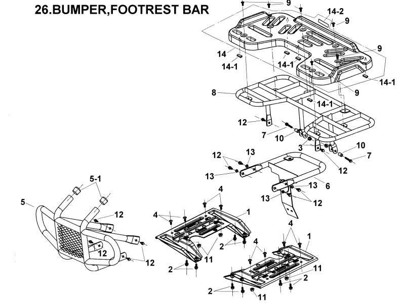 Delebilde BUMPER, FOOTREST BAR E-Ton Yukon 150 ST Alle 2004