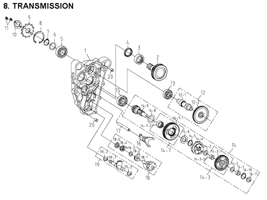 Delebilde TRANSMISSION  E-Ton Yukon 150 ST Alle 2004