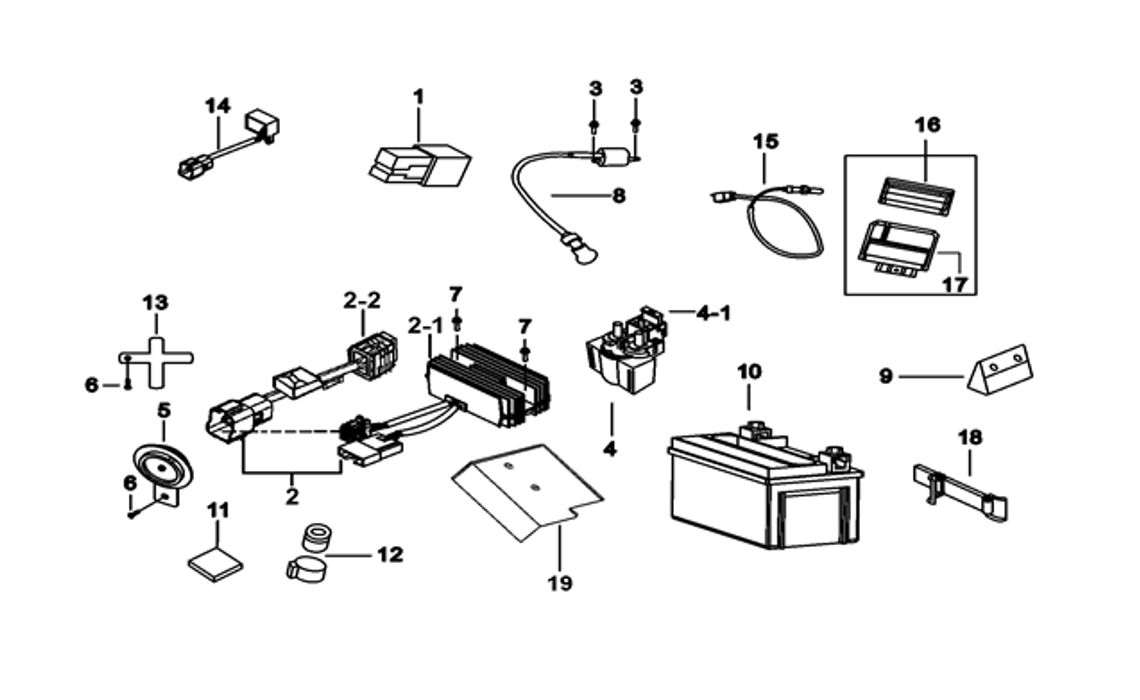 Delebilde BATTERY, START MAG , IGN COIL, HORN TGB X-Motion 300  2010-2011 (CUZ-B)